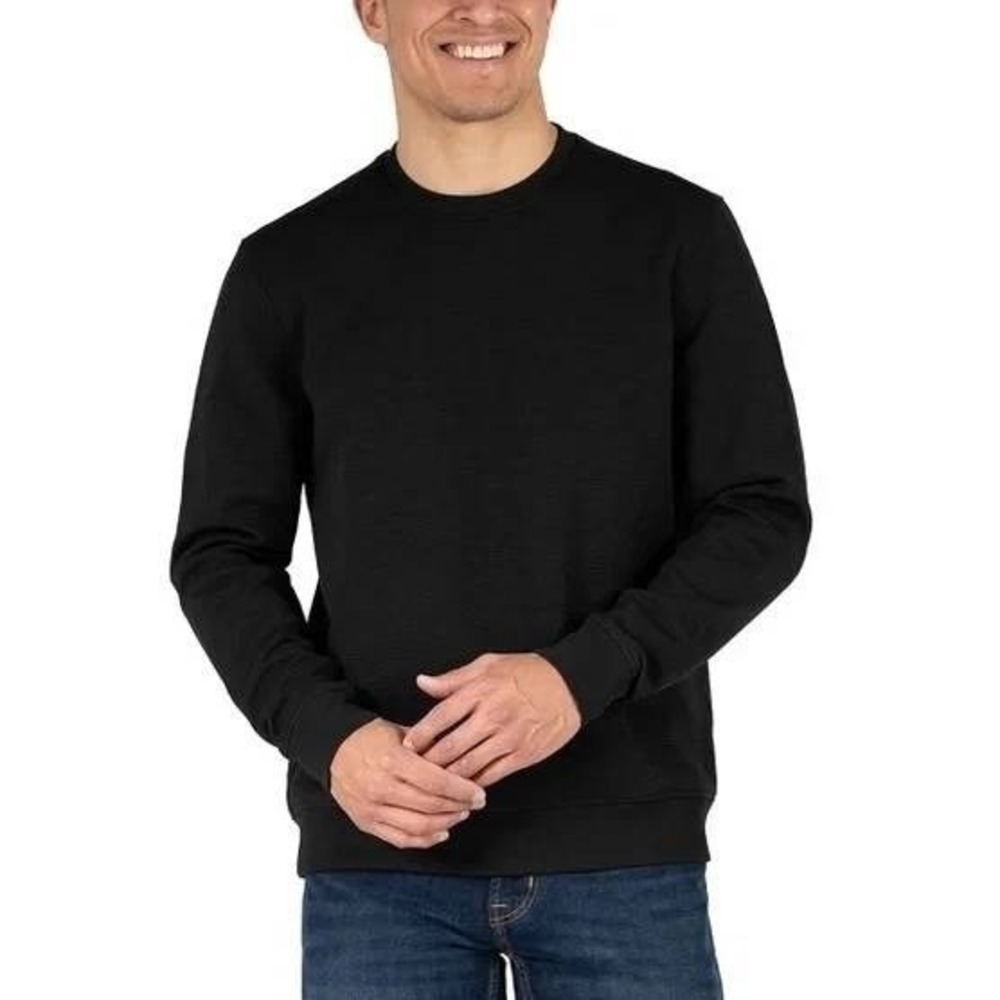 NEW Gerry Men's  Size Large Textured Crew Neck Long Sleeve Sweatshirt Black